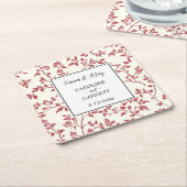 Romantic Cream Red Leaves Wedding Kartonnen Onderzetters (Schuin)