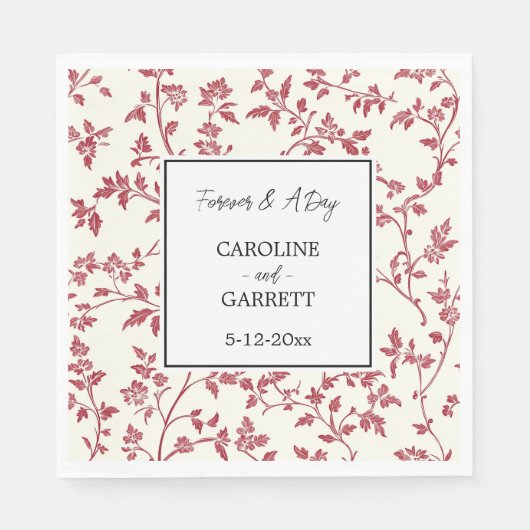 Romantic Cream Red Leaves Wedding Servet (Voorkant)