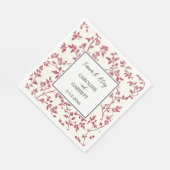 Romantic Cream Red Leaves Wedding Servet (Hoek)
