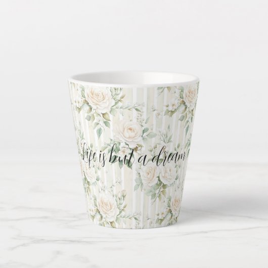Romantic Cream Roses Floral Bridal Shower Wedding Latte Mok (Voorkant)