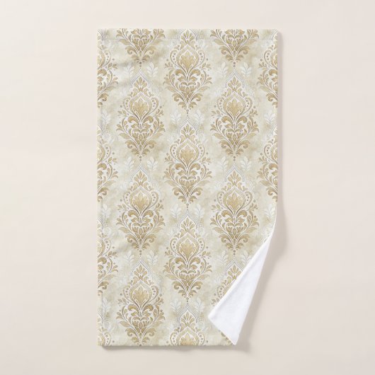 Romantic Cream Towels Victorian Damask Touch Bad Handdoek (Handdoek)