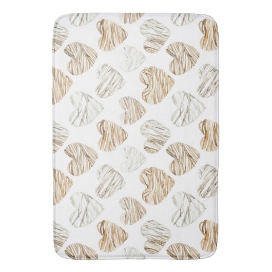 Romantic Cream White Hearts Badmat (Voorkant Verticaal)