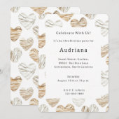 Romantic Cream White Hearts Birthday Kaart (Voorkant / Achterkant)