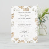 Romantic Cream White Hearts Wedding Kaart (Staand voorkant)