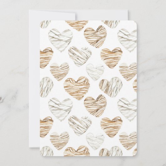 Romantic Cream White Hearts Wedding Kaart (Achterkant)