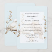 Romantic Cream White Love Birds Heart Wedding Kaart (Voorkant / Achterkant)