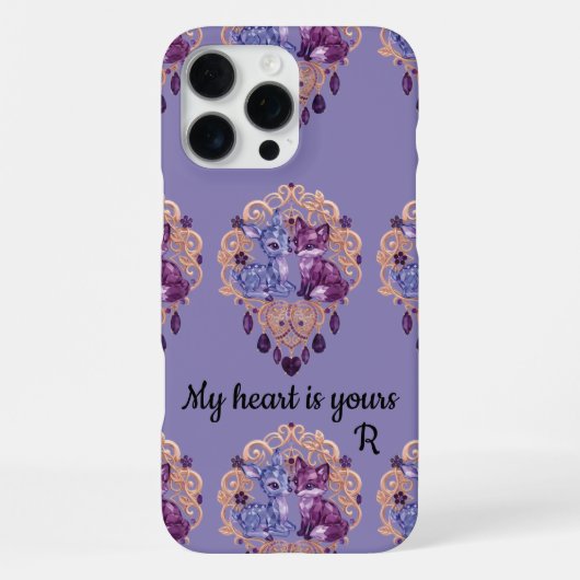 Romantic Crystal Animals Custom Couple iPhone Hoesje (Achterkant)
