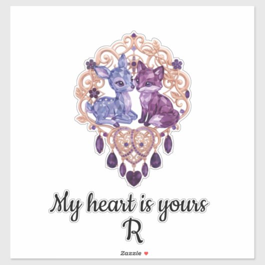 Romantic Crystal Animals Custom Couple Sticker (Vel)