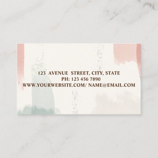 Romantic Cupcake Bakery, Waterverf Brush Stroke Visitekaartje (Achterkant)