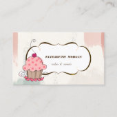 Romantic Cupcake Bakery, Waterverf Brush Stroke Visitekaartje (Voorkant)