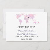 Romantic Custom Destination Wereldkaart Wedding Save The Date (Voorkant)