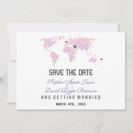 Romantic Custom Destination Wereldkaart Wedding Save The Date