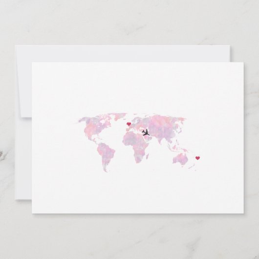 Romantic Custom Destination Wereldkaart Wedding Save The Date (Achterkant)