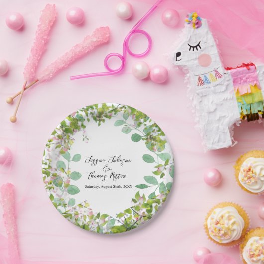 Romantic Custom Eucalyptus Summer Weddenschap Papieren Bordje (Feest)