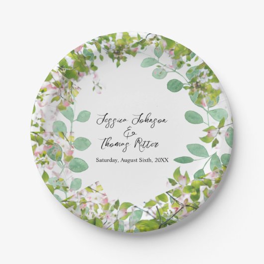 Romantic Custom Eucalyptus Summer Weddenschap Papieren Bordje (Voorkant)