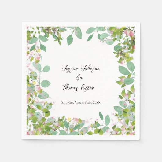 Romantic Custom Eucalyptus Summer Weddenschap Servet (Voorkant)