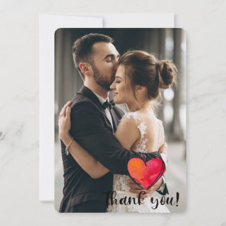 Romantic Custom Photo Floral Boho Rustic Bedankkaart