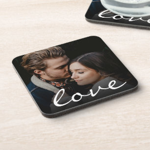 Romantic Custom Photo Love Script maakt het uniek Bier Onderzetter