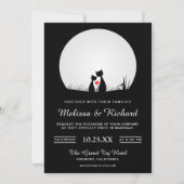 Romantic Cute Cat Couple Wedding Invitation Kaart (Voorkant)