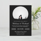 Romantic Cute Cat Couple Wedding Invitation Kaart (Staand voorkant)
