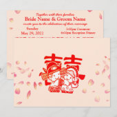 Romantic Cute Couple Double Happiness Weddenschap Kaart (Voorkant / Achterkant)