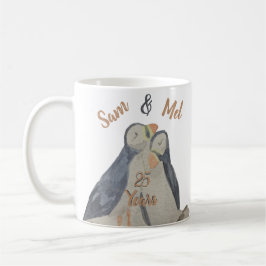 Romantic Cute Jubileum Vogels Waterverf Puffins Koffiemok
