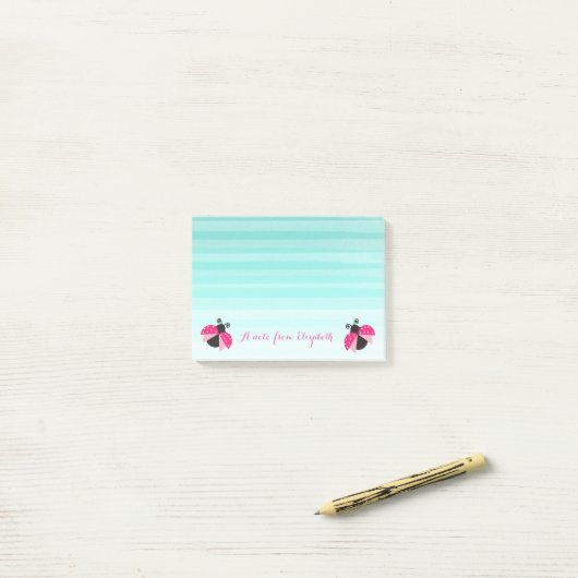 Romantic Cute Lovely Stijlvol, Striped, Ladybugs Post-it® Notes (Op bureau)