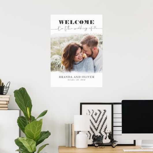 Romantic Cute Photo Weduwen Welkomstteken Poster (Thuiskantoor)