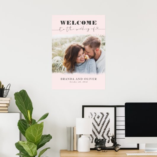 Romantic Cute Photo Weduwen Welkomstteken Poster (Thuiskantoor)