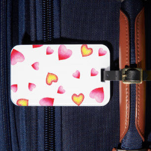 Romantic Cute Red Heart Bagagelabel
