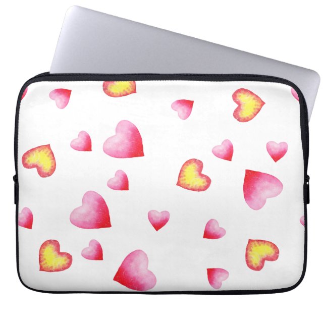Romantic Cute Red Heart Laptop Sleeve (Voorkant)