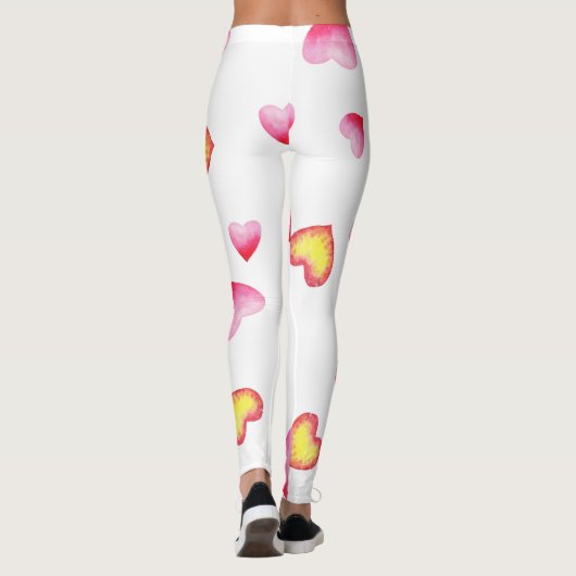 Romantic Cute Red Heart Leggings (Achterkant)