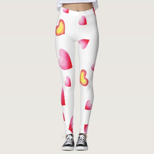 Romantic Cute Red Heart Leggings (Voorkant)