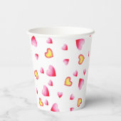 Romantic Cute Red Heart Papieren Bekers (Achterkant)