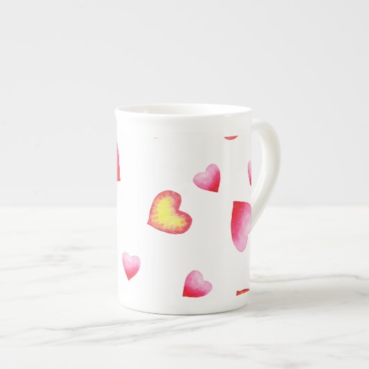 Romantic Cute Red Heart Porselein Kop (Voorkant rechts)