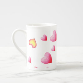 Romantic Cute Red Heart Porselein Kop