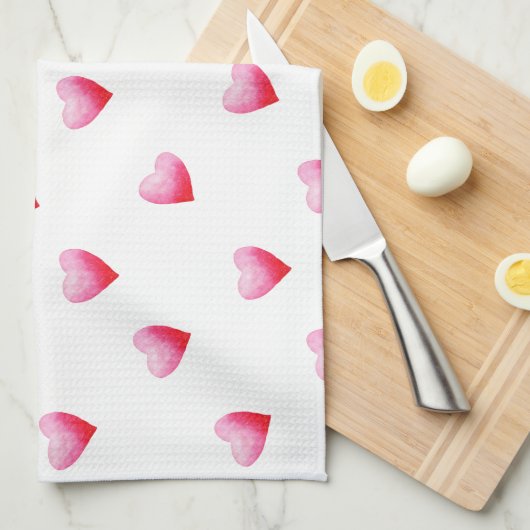 Romantic Cute Red Heart Theedoek (Quarter Fold)