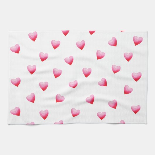 Romantic Cute Red Heart Theedoek (Horizontaal)