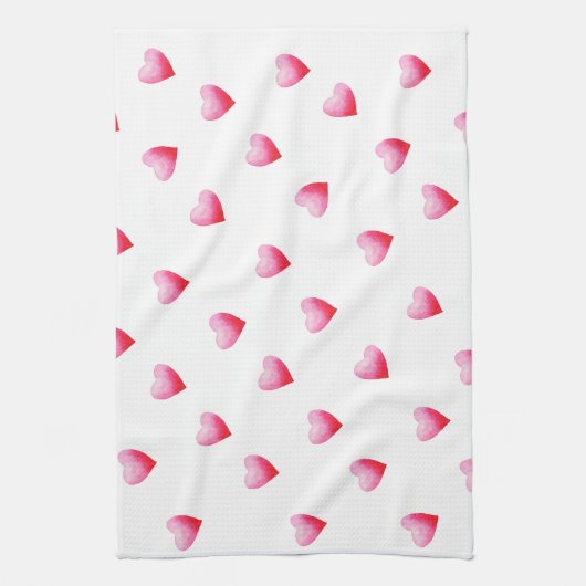 Romantic Cute Red Heart Theedoek (Verticaal)