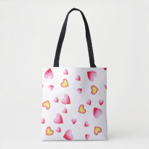 Romantic Cute Red Heart Tote Bag