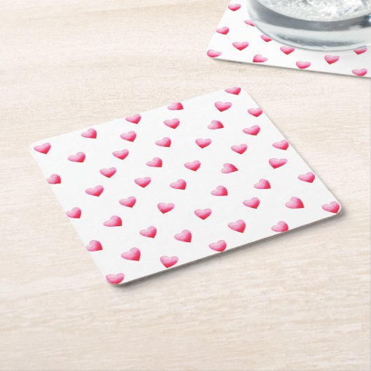 Romantic Cute Red Heart Valentijnsdag Kartonnen Onderzetters (Schuin)