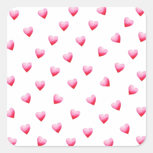 Romantic Cute Red Heart Vierkante Sticker (Voorkant)