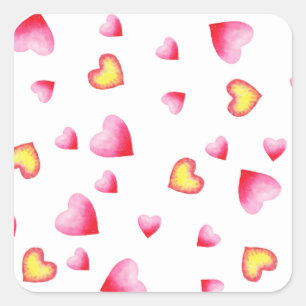 Romantic Cute Red Heart Vierkante Sticker