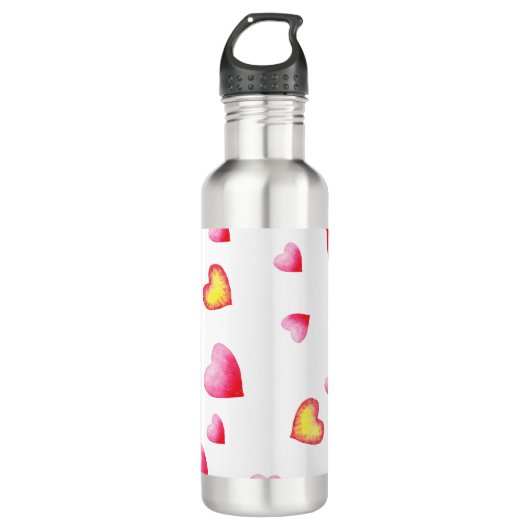 Romantic Cute Red Heart Waterfles (Voorkant)
