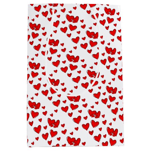 Romantic Cute Red Hearts Pattern Valentijnsdag Medium Cadeauzakje (Voorkant)