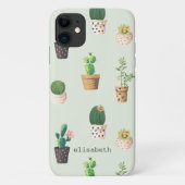 Romantic Cute succulent cactus add jouw naam Case-Mate iPhone Case (Achterkant)