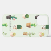 Romantic Cute succulent cactus add jouw naam Case-Mate iPhone Case (Achterkant (horizontaal))