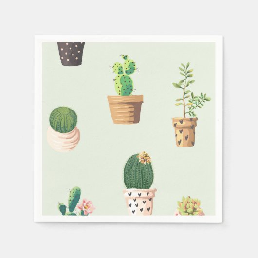 Romantic Cute succulent cactus op de achtergrond v Servetten (Voorkant)