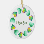 Romantic Cute Waterverf Green Valentijnsdag Keramisch Ornament (Rechts)