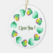 Romantic Cute Waterverf Green Valentijnsdag Keramisch Ornament (Links)